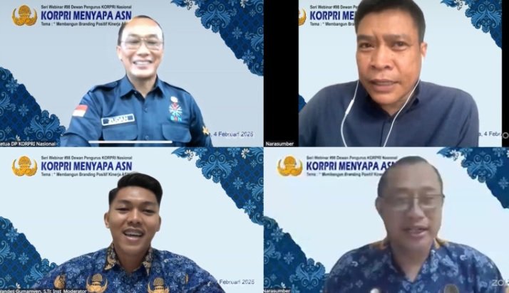 Tampilan layar suasana Webinar Korpri Menyapa ASN Seri ke-98, Senin (4/2/2025)