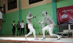 Final salah satu kelas dalam Kejurprov anggar Jambi tahun 2025