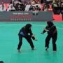 Atlet silat andalan Jambi Andhini Ayu Puspita Dewi saat tampil di semifinal cabor pencak sikat PON Bela Diri Kudus