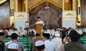 Sambutan Gubernur Jambi Al Haris dalam acara peringatan Isra Mi’raj Nabi Muhammad SAW sekaligus Haul Datuk Paduka Berhala di Masjid Raya Tsamaratul Insan (Islamic Center), Kota Jambi
