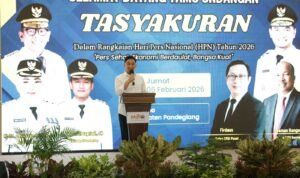 Wagub Banten Achmad Dimyati Natakusumah saat Tasyakuran Hari Pers Nasional (HPN) 2026 di Pendopo Kabupaten Pandeglang, Banten