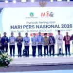 Menteri Koordinator Pemberdayaan Masyarakat, Muhaimin Iskandar bersama Menteri Komunikasi dan Digital Meutya Hafid serta Gubernur Banten Andra Soni saat menghadiri puncak HPN 2026 di Banten