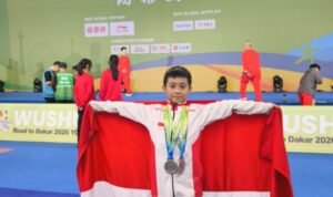 Zivan Abimanyu Rasendria, atlet wushu Jambi yang berhasil meraih dua medali perak di Kejuaraan Dunia Junior di Tianji, Tiongkok