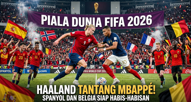 ilustrasi laga halland vs mbape piala dunia 2026