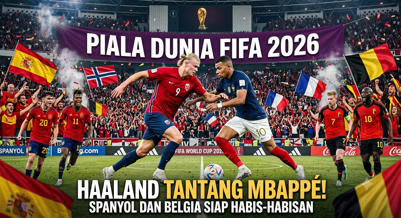 ilustrasi laga halland vs mbape piala dunia 2026